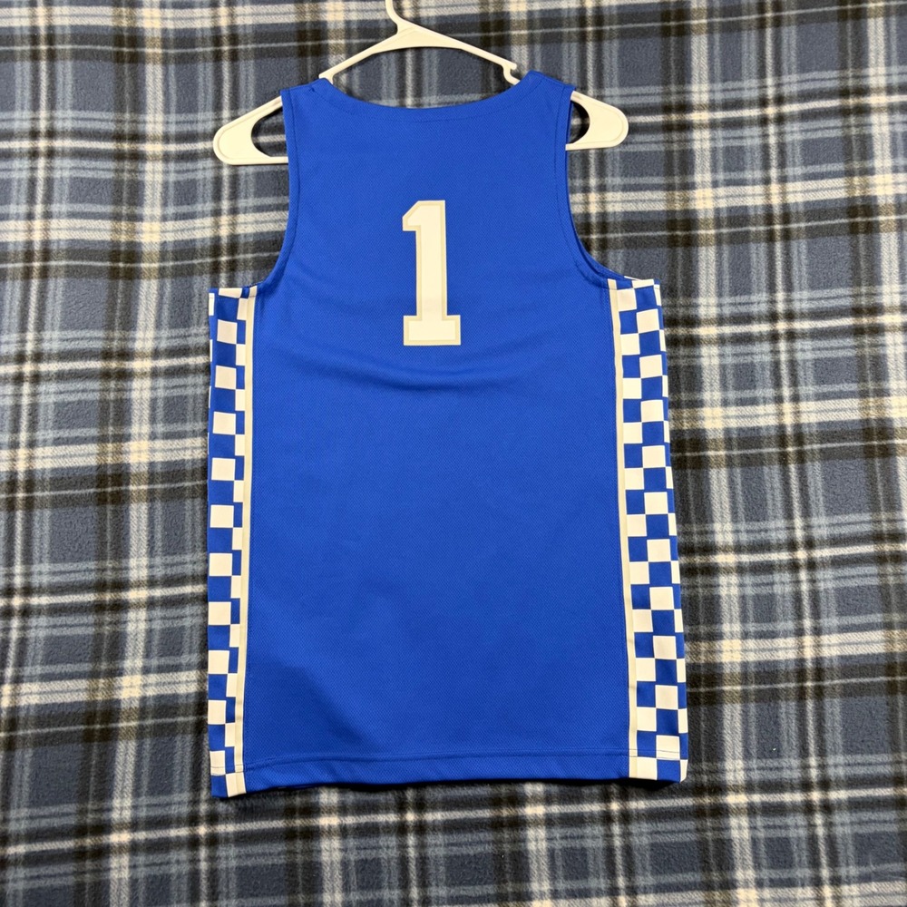 Nike Elite Kentucky Wildcats Basketball Jersey Kids XL Blue Checkerboard 1 - Picture 2 of 7